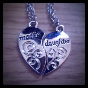 Mother and Daughter  Heart Necklace